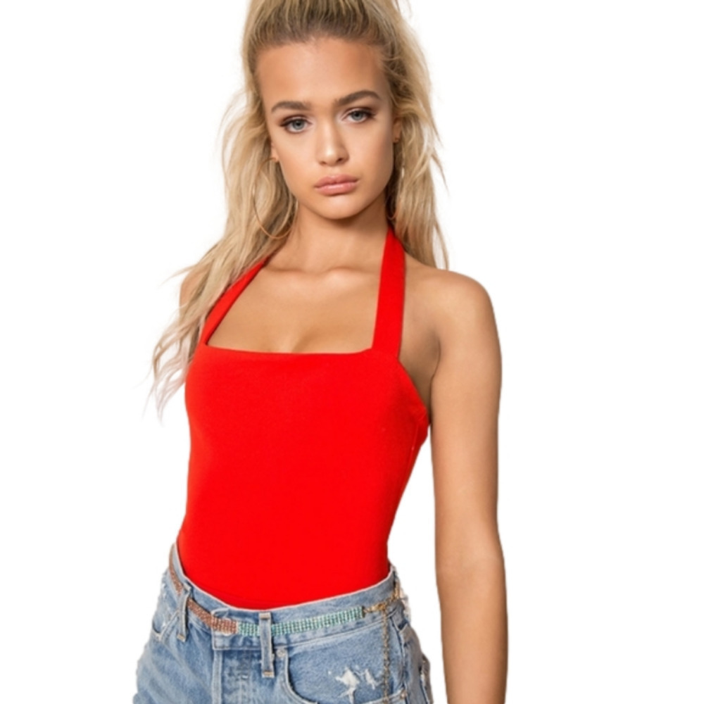 🦋2 For $50🦋Superdown Red Halter Neck Bodysuit